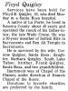 Santa Rosa Newspaper, CA  - Obituary, Floyd Quigley [2197]